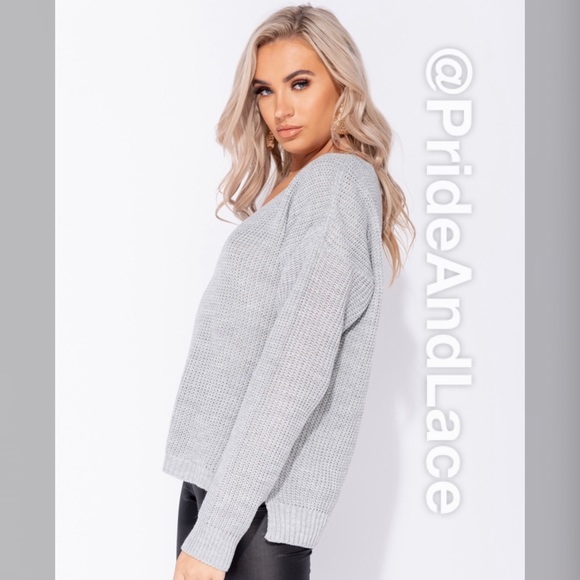 LAST 1️⃣ ❄️Grey V Neck Oversized Sweater❄️ - Picture 4 of 6